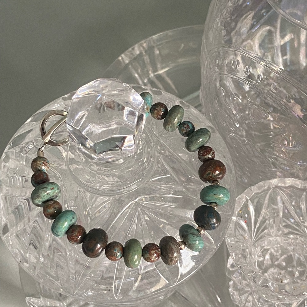 Barse Thailand silver and natural stone/turquoise bracelet